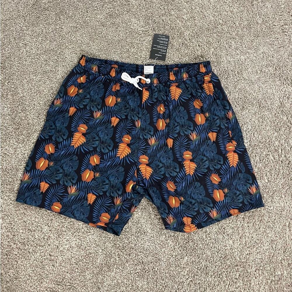 Men's LiyCarp Blue Orange Swim Shorts L
